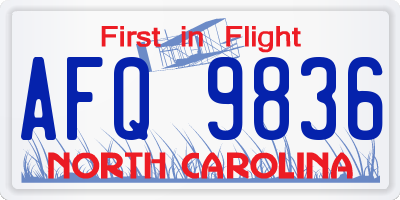 NC license plate AFQ9836
