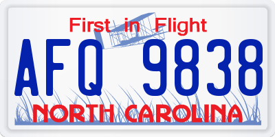 NC license plate AFQ9838