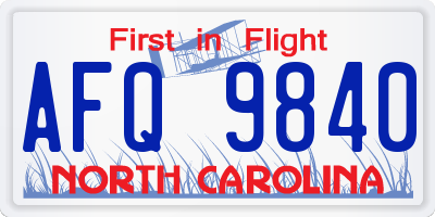 NC license plate AFQ9840