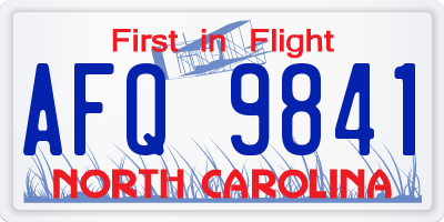 NC license plate AFQ9841