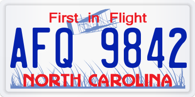 NC license plate AFQ9842