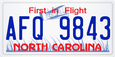 NC license plate AFQ9843