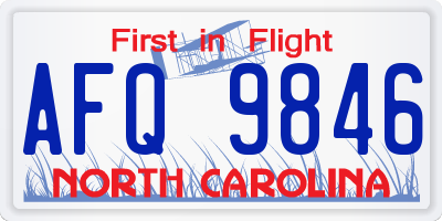 NC license plate AFQ9846