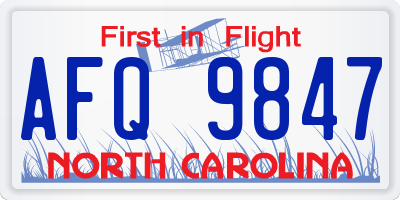 NC license plate AFQ9847