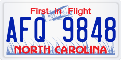 NC license plate AFQ9848