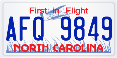 NC license plate AFQ9849