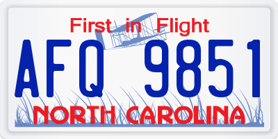 NC license plate AFQ9851