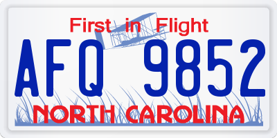 NC license plate AFQ9852