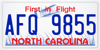 NC license plate AFQ9855