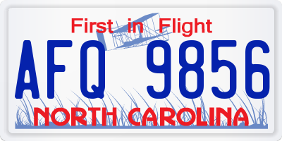 NC license plate AFQ9856