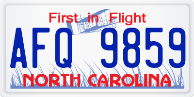 NC license plate AFQ9859