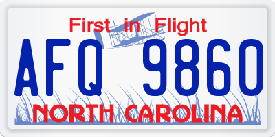 NC license plate AFQ9860