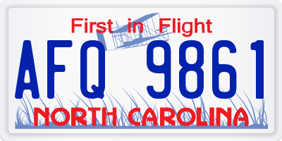 NC license plate AFQ9861
