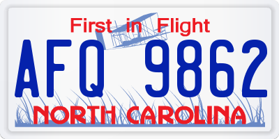 NC license plate AFQ9862