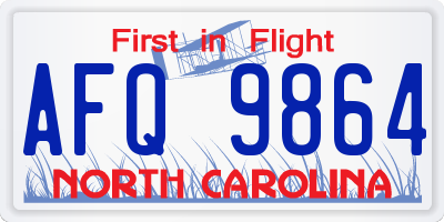 NC license plate AFQ9864