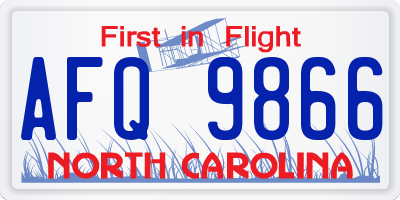 NC license plate AFQ9866
