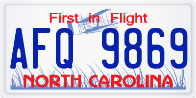 NC license plate AFQ9869