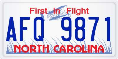 NC license plate AFQ9871