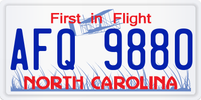 NC license plate AFQ9880