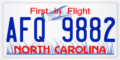 NC license plate AFQ9882