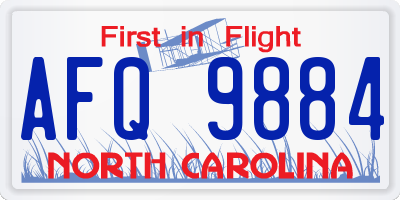 NC license plate AFQ9884