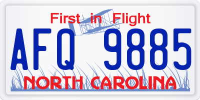 NC license plate AFQ9885