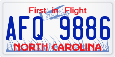 NC license plate AFQ9886