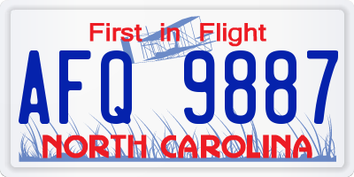 NC license plate AFQ9887