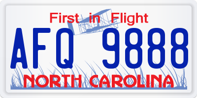 NC license plate AFQ9888