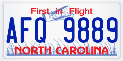 NC license plate AFQ9889