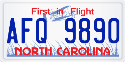 NC license plate AFQ9890