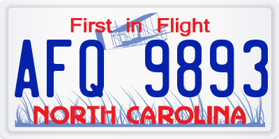 NC license plate AFQ9893