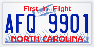 NC license plate AFQ9901