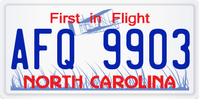NC license plate AFQ9903