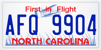 NC license plate AFQ9904