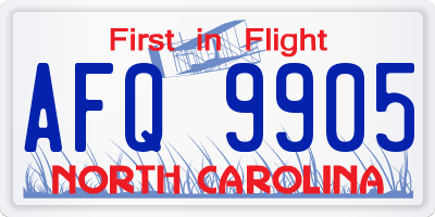 NC license plate AFQ9905