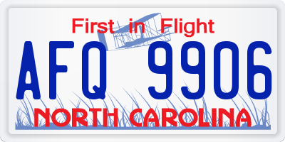 NC license plate AFQ9906