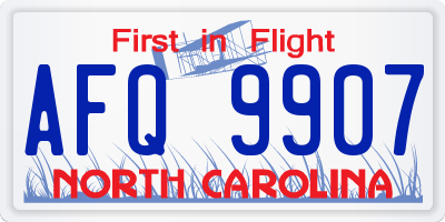 NC license plate AFQ9907