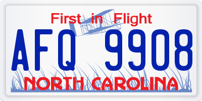 NC license plate AFQ9908