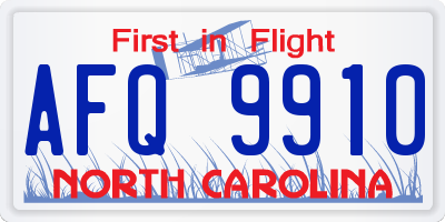 NC license plate AFQ9910