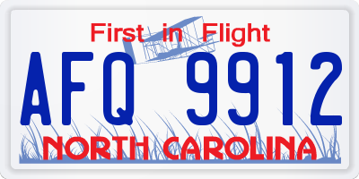 NC license plate AFQ9912