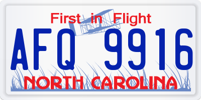 NC license plate AFQ9916