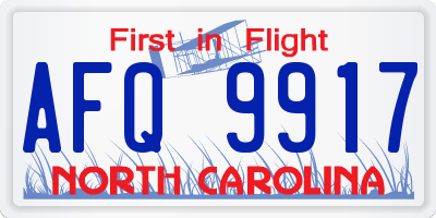 NC license plate AFQ9917