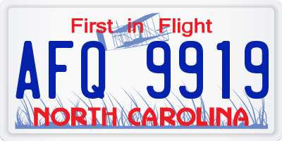 NC license plate AFQ9919