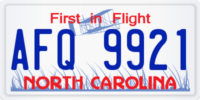 NC license plate AFQ9921