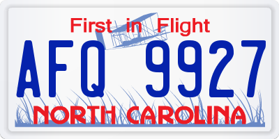 NC license plate AFQ9927