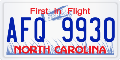 NC license plate AFQ9930