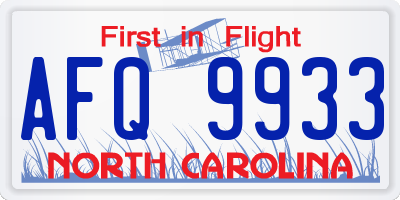 NC license plate AFQ9933