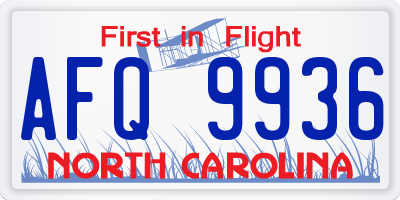 NC license plate AFQ9936