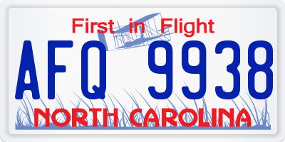 NC license plate AFQ9938
